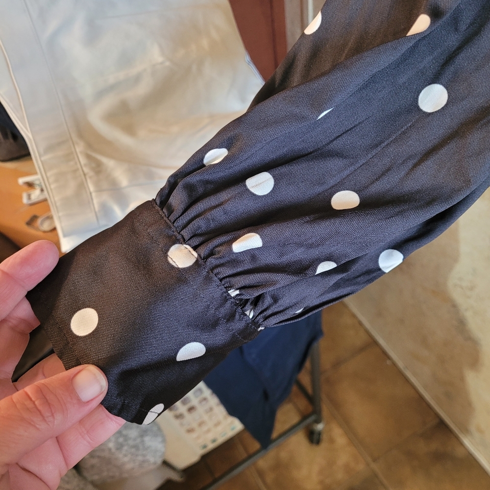 Chaps Black With White Polka Dots Button Up Longs… - image 3